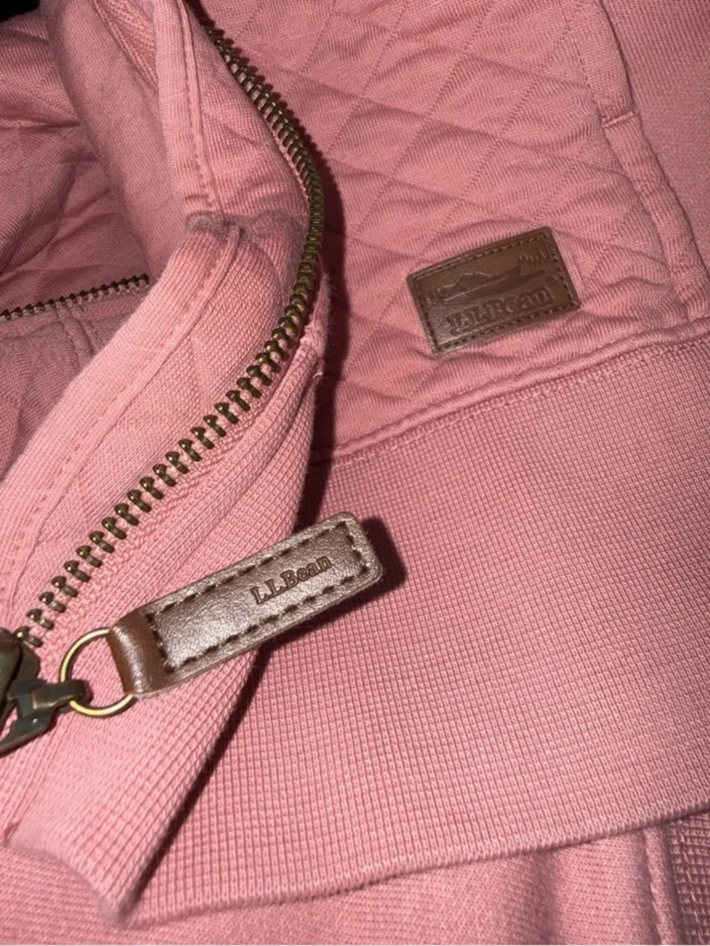 LL Bean Women’s Quilted Full Zip Sweatshirt Shacket Rose Wash Light Pink Small T